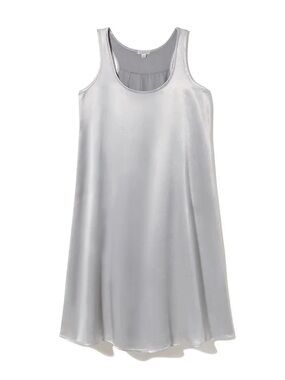 PJ Harlow Jessica Satin Racerback NIghtgown Sleeveless Satin Slip Dress Silver L